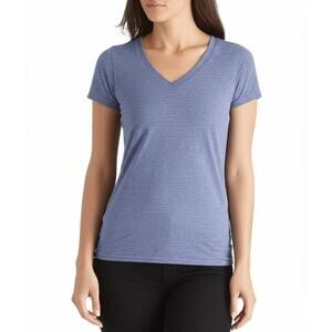 Torrid V-Neck T-Shirt Blue Grey Heathered Slim Fit Casual Size 0